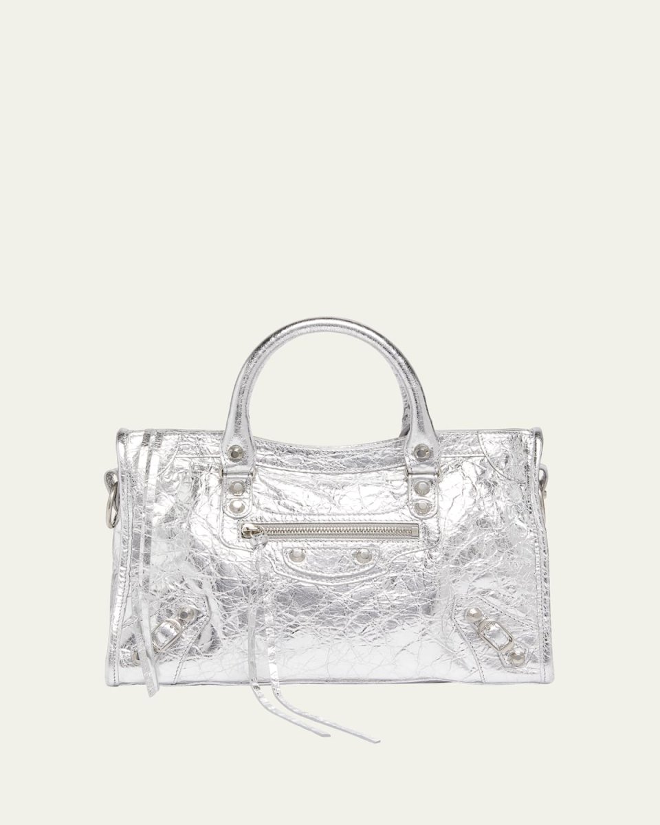 Le City Small Metallic Leather Tote Bag